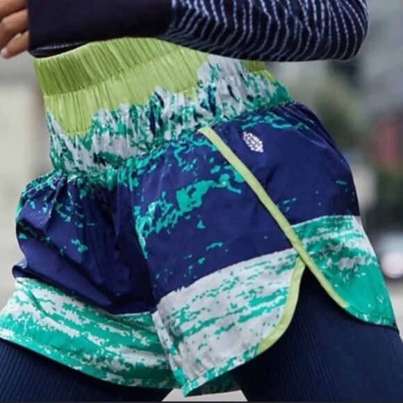 Free People size xs green blue yellow way home shorts atheltic - Picture 1 of 7